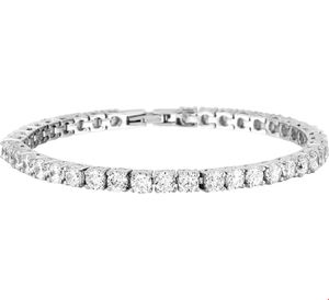 Armband staal-zirconia zilverkleurig-wit 4 mm 18,5 cm