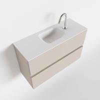 Toiletmeubel Mondiaz Ada | 80 cm | Meubelkleur Linen | Lex wastafel Talc Midden | 1 kraangat