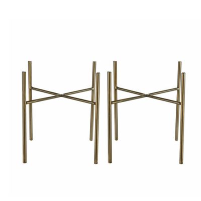 Plantenpot/bloempot plantenstandaard/verhoger - 2x - goud - H16 x B17 cm
