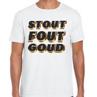 Verkleed T-shirt heren - STOUT - wit - themafeest fout/goud/stout - thumbnail