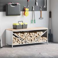 Brandhoutrek met houten blad 100,5x35,5x40 cm wit