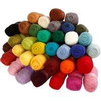 Creativ Company Gekaarde wol, diverse kleuren, 35x100 gr/ 1 doos