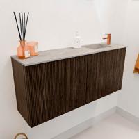 Toiletmeubel Mondiaz Joya Dlux | 90 cm | Meubelkleur Walnut | Faye wastafel Glace Wasbak Rechts | 1 kraangat