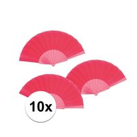 10 stuks Spaanse Handwaaiers fuchsia 23 cm - thumbnail