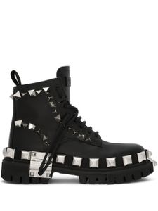 Dolce & Gabbana bottines en cuir à détails de clous - Noir