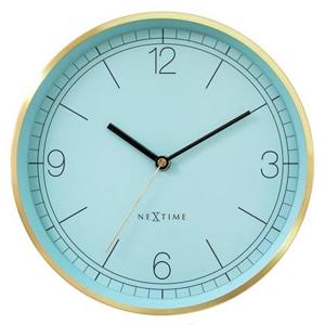 NeXtime - Wandklok 25cm - Stil - Goud|Turquoise - Metaal - NeXtime