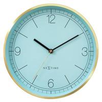 NeXtime - Wandklok 25cm - Stil - Goud|Turquoise - Metaal - NeXtime