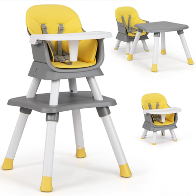 6-in-1 Kinderstoel Hoge Stoel & Eetstoel & Leertafel Babystoel Combi Hoge Stoel Geel