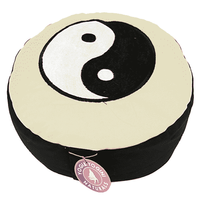 Yogi & Yogini Meditatiekussen Rond Katoen Zwart Wit - Yin Yang - 33 x 17 cm - thumbnail