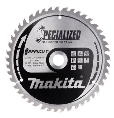 Makita Accessoires Afkortzaagblad Hout | Efficut 190x20x1,85 45T 10g - E-11156 E-11156