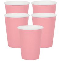 20x Stuks feest/verjaardag bekertjes karton - roze - 270 ml