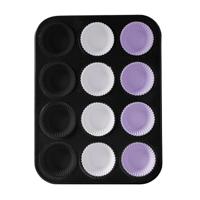 Muffin vorm/bakvorm - zwart - voor 12 muffins - siliconen coating