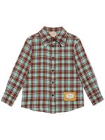 Gucci Kids chemise en laine à carreaux - Marron