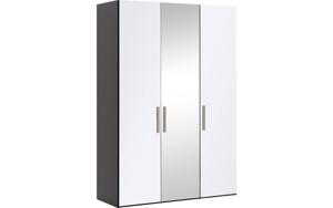 Goossens Kledingkast Easy Storage Ddk, Kledingkast 153 cm breed, 220 cm hoog, 2x glas draaideur en 1x spiegel draaideur midden