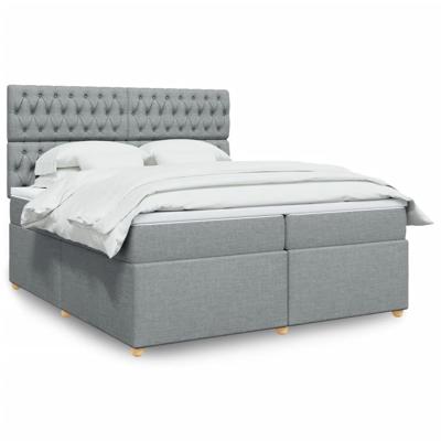 Boxspring met matras stof lichtgrijs 200x200 cm