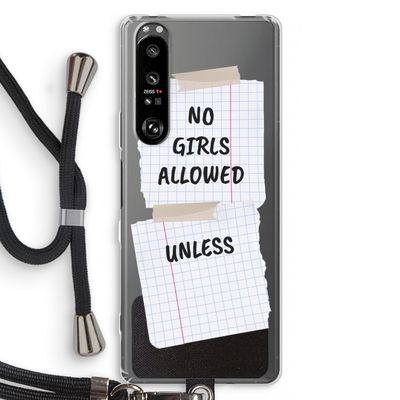 No Girls Allowed Unless: Sony Xperia 1 III Transparant Hoesje met koord