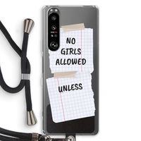 No Girls Allowed Unless: Sony Xperia 1 III Transparant Hoesje met koord