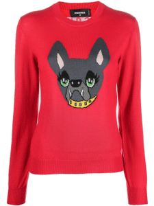 DSQUARED2 pull Icon Dog en maille - Rouge