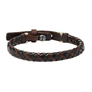 Fossil JA5932716 Armband staal/leder bruin-zwart