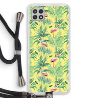Flamingo party: Samsung Galaxy A22 4G Transparant Hoesje met koord