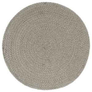 The Living Store Handgeweven Placemats - Katoen - 38 cm - Grijs - Set van 6