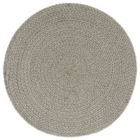 The Living Store Handgeweven Placemats - Katoen - 38 cm - Grijs - Set van 6 - thumbnail