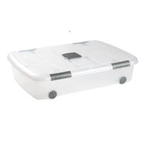 Plasticforte Opslagbak/box met deksel - 1x - 41L - 73 x 55 x 16 cm - transparant - met wielen