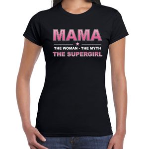 Mama the supergirl kado shirt voor verjaardag zwart voor dames 2XL  -