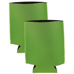 2x Stuks opvouwbare blikjeskoelers/ koel hoesjes lime groen