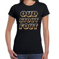 Verkleed T-shirt dames - zwart - OUD - thema party fout/goud/stout