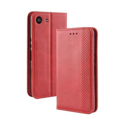 Magnetische Buckle retro Crazy Horse textuur horizontale Flip lederen case voor Sony Xperia ACE SO-02L met houder & kaartsleuven & fotolijstjes (rood