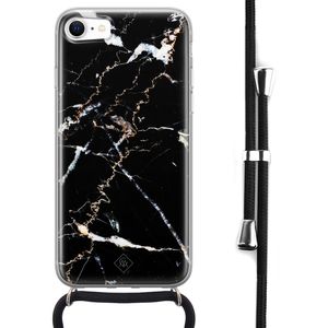 iPhone SE 2020 hoesje met koord - Marmer zwart