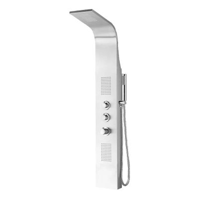 Douchepaneel Xellanz Erie | 148x25 cm | Thermostaatkraan | 3-knops | Vierkant | Geborsteld staal