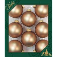 Kerstballen - 8x st - cappuccino velvet bruin - 7 cm - glas - kerstversiering