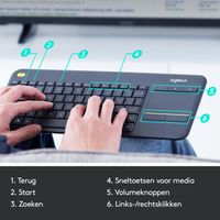 Logitech K400 Plus Tv toetsenbord Universeel RF Draadloos QWERTY US International Zwart - thumbnail