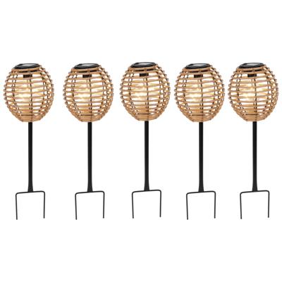 Pro Garden Solar tuinlamp / prikspot - 6x - warm wit - 13 x 13 x 52 cm - tuinverlichting