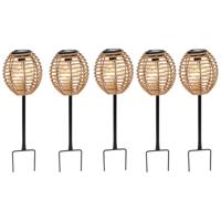 Pro Garden Solar tuinlamp / prikspot - 6x - warm wit - 13 x 13 x 52 cm - tuinverlichting
