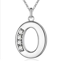 Zilverkleurige Letter O Dames Ketting met Zirkonia