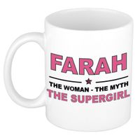 Naam cadeau mok/ beker Farah The woman, The myth the supergirl 300 ml   -