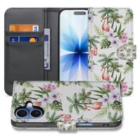 iPhone 17 | Book Case | met Flamingo Palms Design - Tropische Print