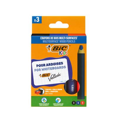 Whiteboardpotlood BicKids Multi Surface + puntenslijper/doekje ass 3st Whiteboardpotlood BicKids Multi Surface + puntenslijper/doekje ass 3st