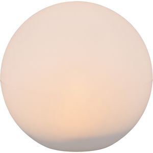 LED Tafellamp met Zonne-energie - Trion Mallo XL - Dag en Nacht Sensor - 5W - Warm Wit 3000K - RGBW - Spatwaterdicht IP44 - Rond - Mat Wit - Kunststof