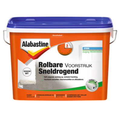 Alabastine Rolbare Voorstrijk Sneldrogend Wit 5L - 5096065 5096065