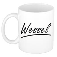 Wessel Naam koffiemok - beker - met sierlijke letters - wit - 300 ml - Cadeau - Heren