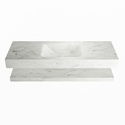 MONDIAZ ALAN-DLUX 130cm planchet Opalo. Vrijhangende wastafel CLOUD midden 1 kraangat, kleur Opalo.