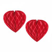 Hangdecoratie hartje rood - 3x - papier - D30 cm - versiering - Valentijnsdag/bruiloft