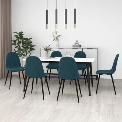 Eetkamerstoelen 6 st fluweel blauw