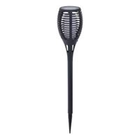 Pro Garden Solar fakkels/toorts - zwart - met vlam effect - zonne-energie - 49 cm - tuinverlichting