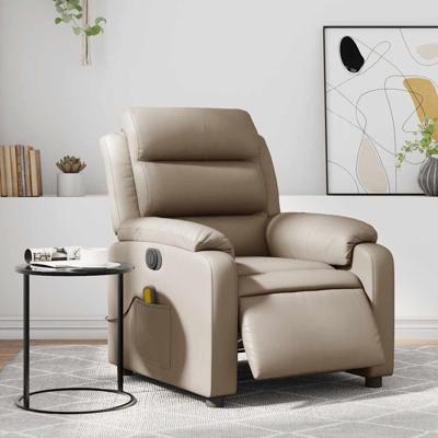 Massagestoel verstelbaar elektrisch kunstleer cappuccinokleurig
