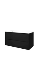 Proline polystone Elegant wastafelonderkast met 2 lades en polystone wastafel met 1 kraangat 100 x 54,5 x 46 cm, mat zwart / glanzend wit - thumbnail